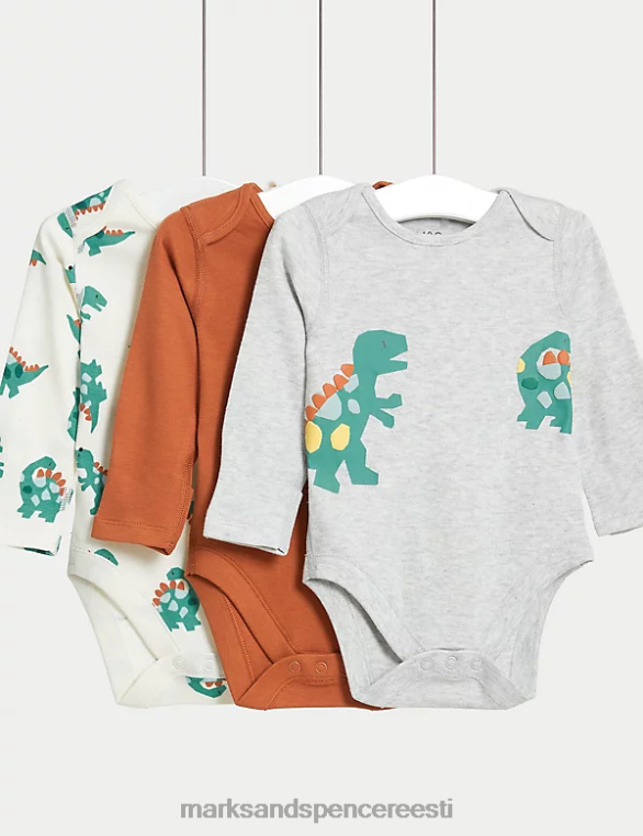 Riietus ee Marks & Spencer beebi 3pk puhtast puuvillast dinosauruse bodid ingver NZTRN7355