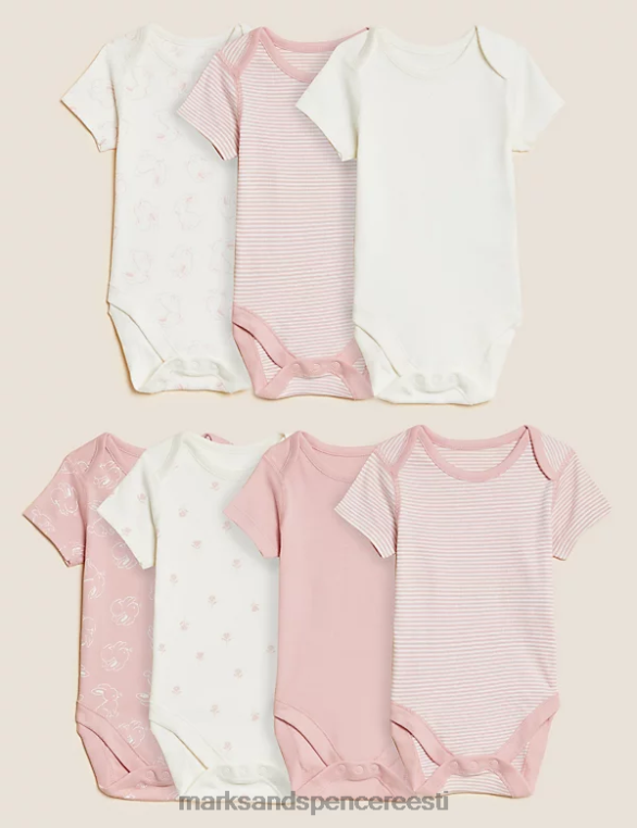 Riietus ee Marks & Spencer beebi 7pk puhtast puuvillast bodyd roosa segu NZTRN7638