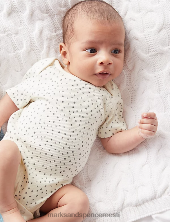 Riietus ee Marks & Spencer beebi puuvillase rikkaliku kriipsprintiga body elevandiluu segu NZTRN7416