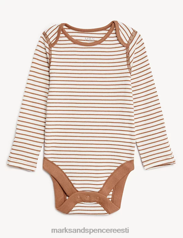 Riietus ee Marks & Spencer beebi puuvillase rikkaliku triibuga body mokka segu NZTRN7527