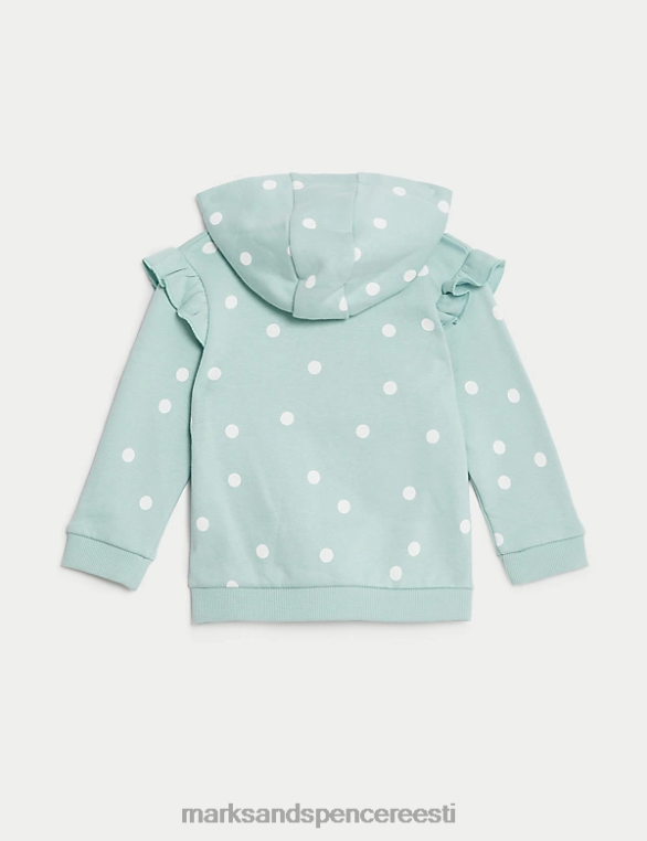 Riietus ee Marks & Spencer beebi puuvillane täpiline lukuga kapuuts teal segu NZTRN7696