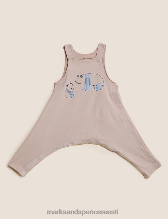 Riietus ee Marks & Spencer beebi puusaliigese düsplaasia puuvillane panda dungarees marmelaad NZTRN7429