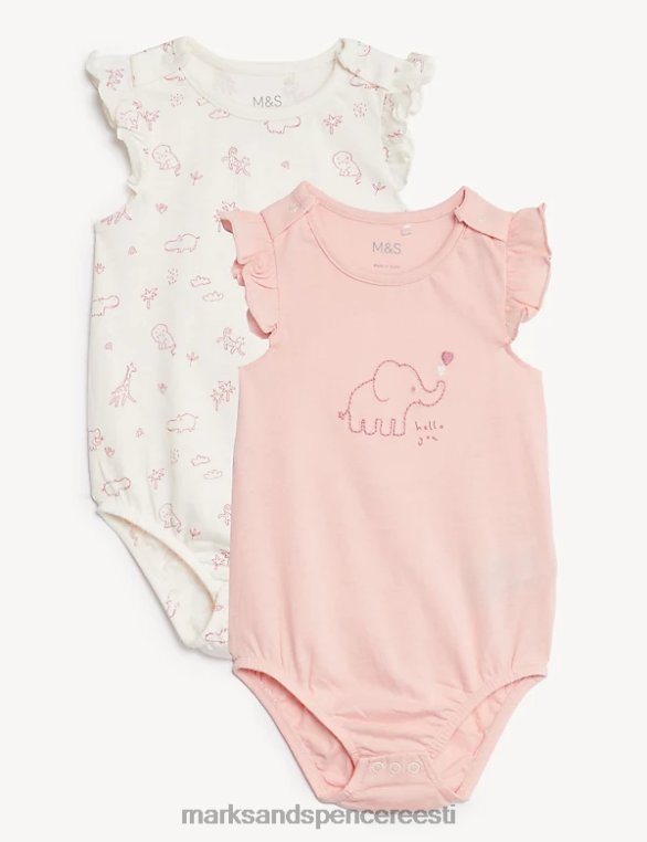 Riietus ee Marks & Spencer beebi 2 tk puhtast puuvillast loomapüksid roosa segu NZTRN7762