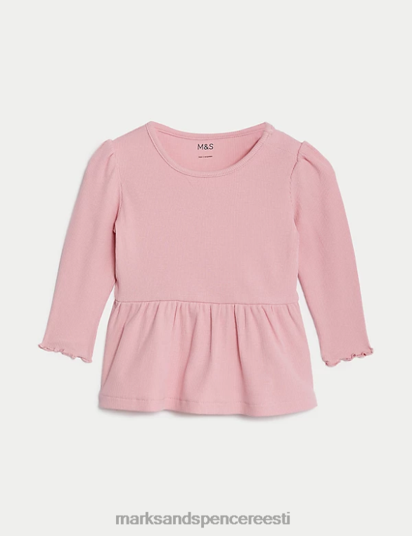Riietus ee Marks & Spencer beebi 2 tk puuvillast rikkaliku soonikuga ülemine ja alumine komplekt roosa NZTRN7863