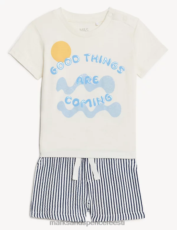 Riietus ee Marks & Spencer beebi 2tk puhtast puuvillast slogan outfit valge segu NZTRN7427