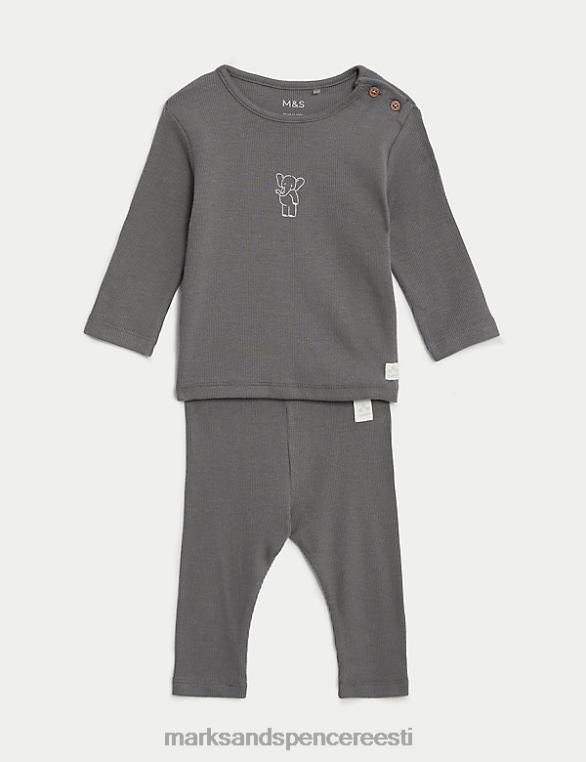 Riietus ee Marks & Spencer beebi 2tk puuvillast rikkalikku elevandiriietust keskmine hall NZTRN7447