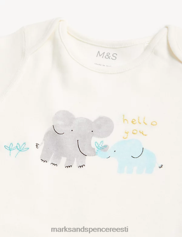 Riietus ee Marks & Spencer beebi 3tk puhtast puuvillast loomaprindiga riietus elevandiluu segu NZTRN7557