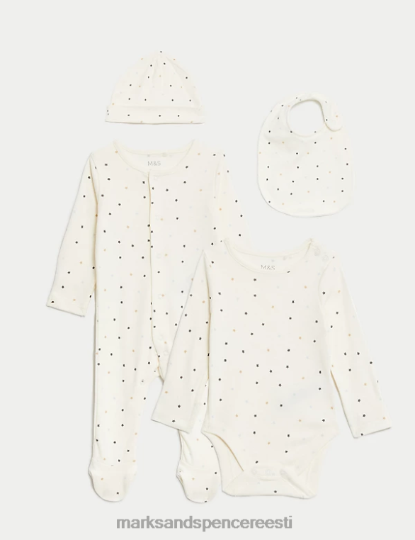 Riietus ee Marks & Spencer beebi 4tk puhast puuvillast stars stardikomplekt valge segu NZTRN7360