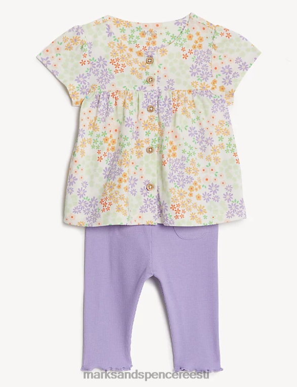 Riietus ee Marks & Spencer beebi puuvillane ditsy jersey komplekt roosa segu NZTRN7741