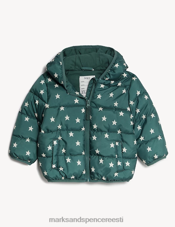 Riietus ee Marks & Spencer beebi tähetrükiga mantel roheline segu NZTRN7345