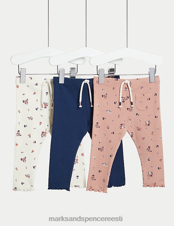 Riietus ee Marks & Spencer beebi 3pk puuvillased rikkalikud lillelised retuusid mitu NZTRN7608