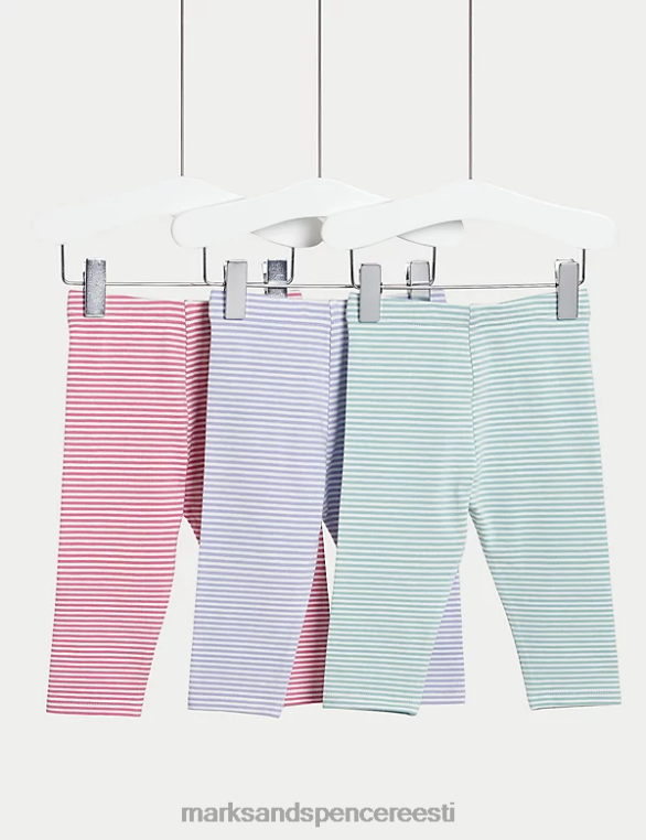 Riietus ee Marks & Spencer beebi 3pk puuvillased rikkalikud triibulised retuusid mitu NZTRN7669