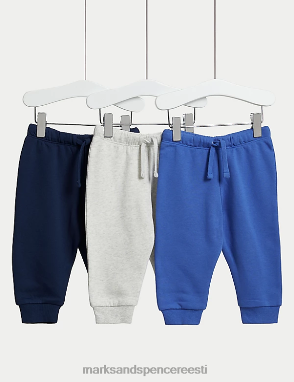 Riietus ee Marks & Spencer beebi 3pk puuvillased sörkijad sinine segu NZTRN7231