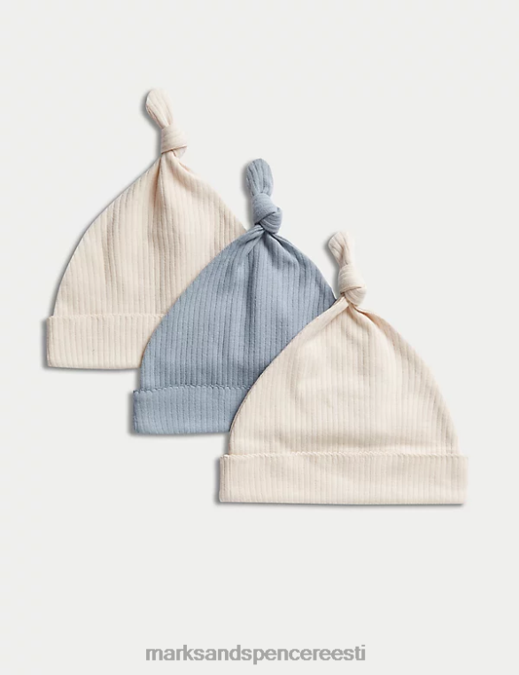 tarvikud ee Marks & Spencer beebi 3pk puhtast puuvillast mütsid Calico segu NZTRN7248