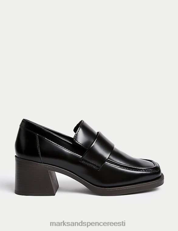 kingad ee Marks & Spencer unisex nahast plokk-kontsad kandilised varbad must NZTRN1397