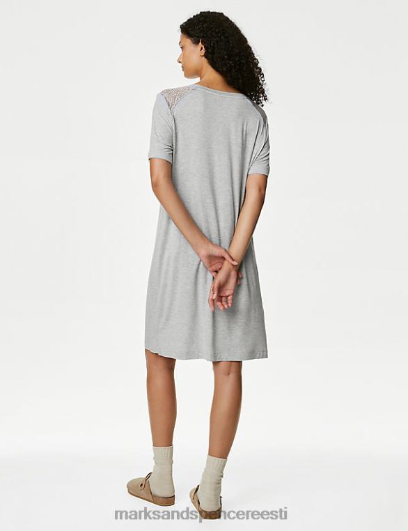 pesu ee Marks & Spencer unisex kehaga pehme pitsdetailidega öösärk hall NZTRN3709