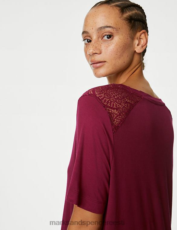 pesu ee Marks & Spencer unisex kehaga pehme pitsdetailidega öösärk vaarikas NZTRN3365