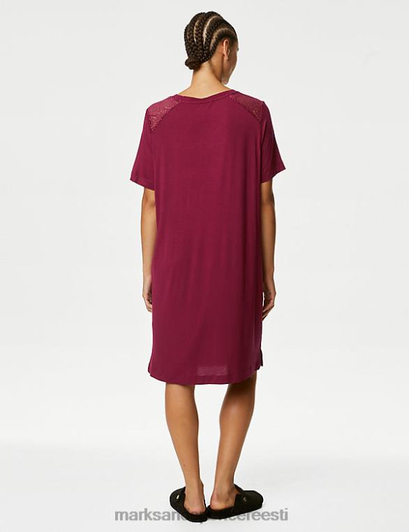 pesu ee Marks & Spencer unisex kehaga pehme pitsdetailidega öösärk vaarikas NZTRN3365
