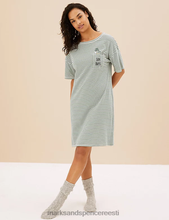 pesu ee Marks & Spencer unisex puhtast puuvillast snoopy lühike öösärk roheline segu NZTRN3486