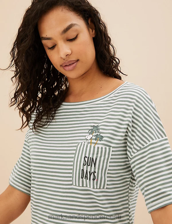 pesu ee Marks & Spencer unisex puhtast puuvillast snoopy lühike öösärk roheline segu NZTRN3486