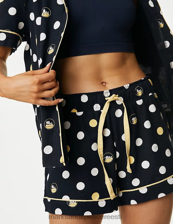 pesu ee Marks & Spencer unisex puhtast puuvillast snoopy shortside komplekt mereväe segu NZTRN3351