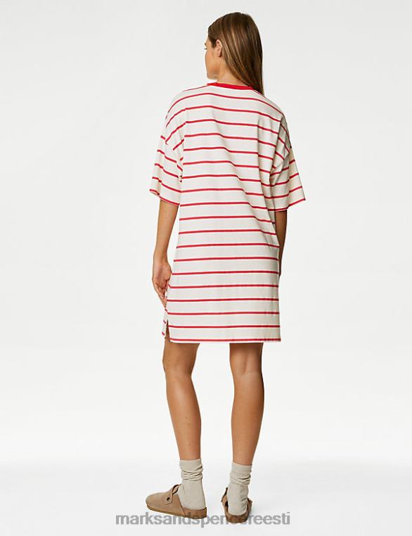 pesu ee Marks & Spencer unisex triibuline loosungiga öösärk punane segu NZTRN3346