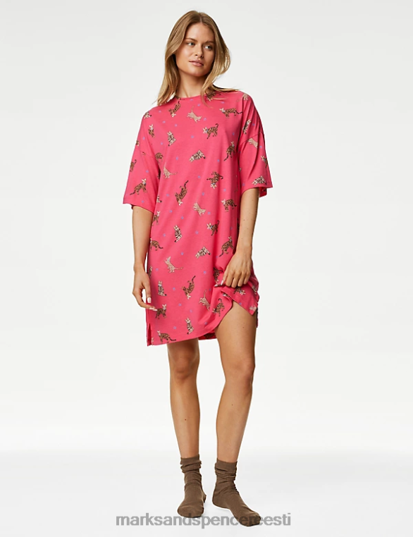 pesu ee Marks & Spencer unisex kassimustriga lühike öösärk roosa segu NZTRN3395