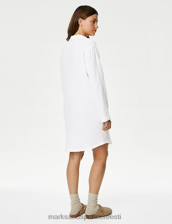 pesu ee Marks & Spencer unisex puhtast puuvillast musliinist revere öösärk valge NZTRN3416