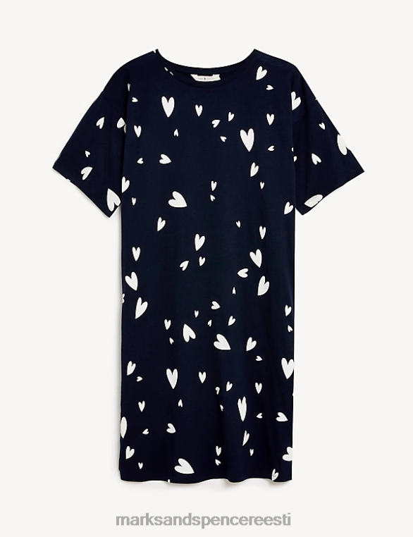 pesu ee Marks & Spencer unisex puuvillane modaalne lühike öösärk mereväe segu NZTRN3577