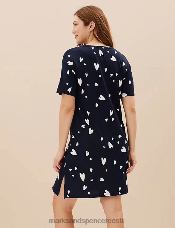pesu ee Marks & Spencer unisex puuvillane modaalne lühike öösärk mereväe segu NZTRN3577