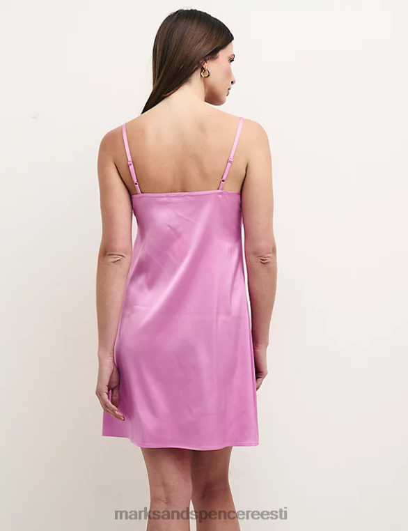 pesu ee Marks & Spencer unisex satiinpitsiga rihmaga lühike öösärk roosa NZTRN3552