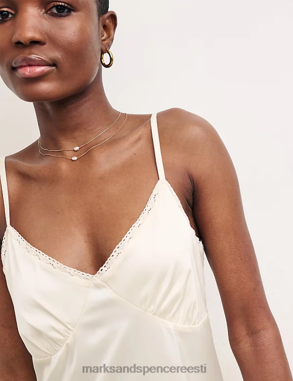 pesu ee Marks & Spencer unisex satiinpitsiga rihmaga midi-öösärk kreem NZTRN3670