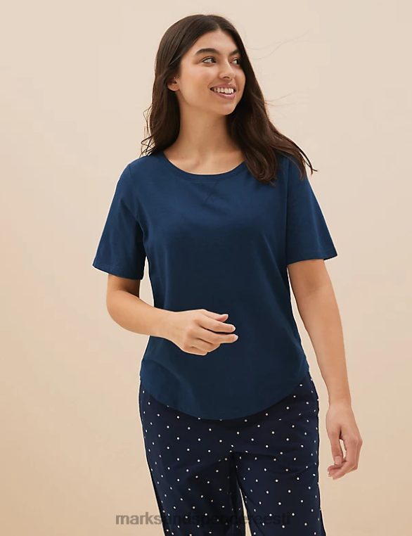 pesu ee Marks & Spencer unisex 2tk puuvillased modaalpidžaama topid mereväe segu NZTRN3667
