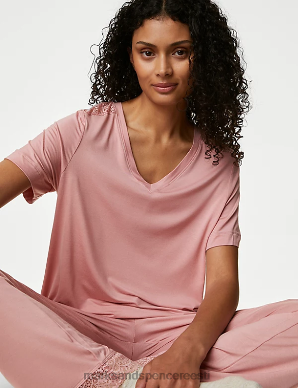 pesu ee Marks & Spencer unisex keha pehme pitsdetailidega pidžaamatop antiikne roos NZTRN3407
