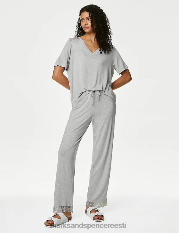 pesu ee Marks & Spencer unisex keha pehme pitsiga pidžaamapüksid hall NZTRN3441