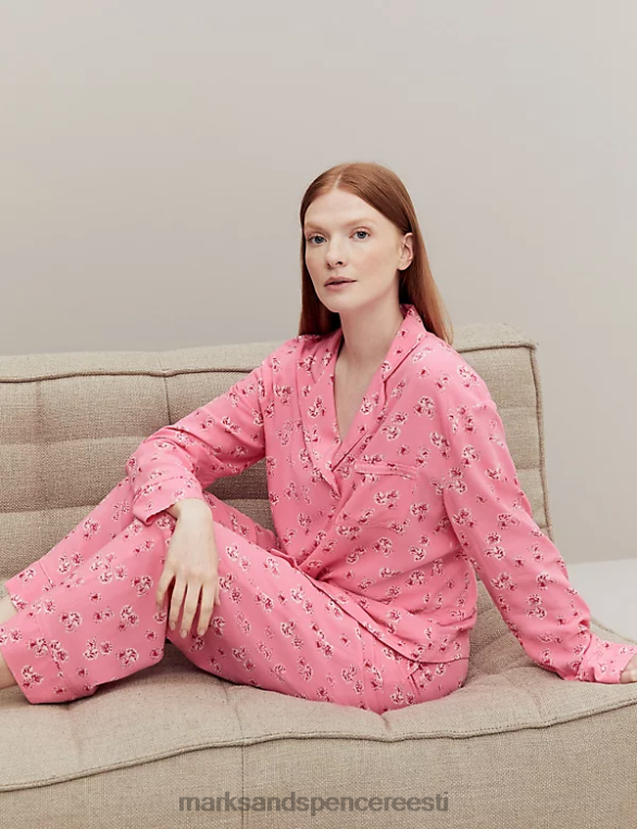 pesu ee Marks & Spencer unisex lillemustriga pidžaamapüksid roosa segu NZTRN3516