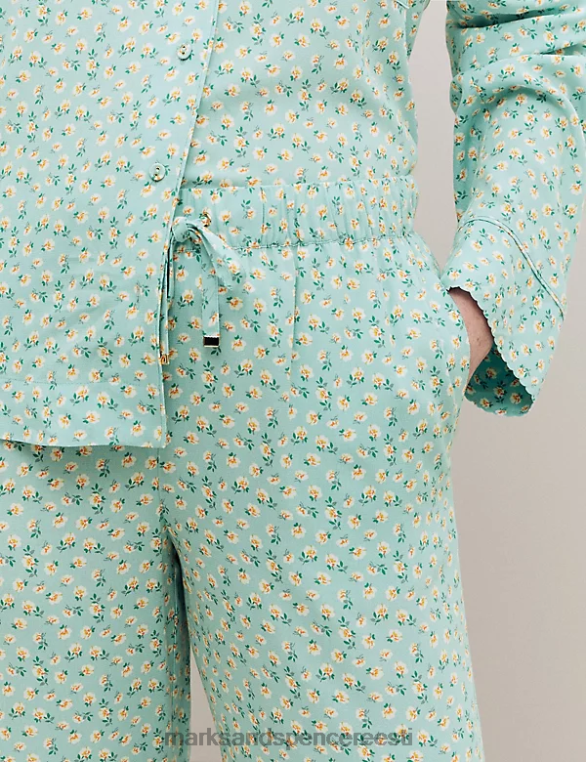 pesu ee Marks & Spencer unisex lillemustriga pidžaamapüksid teal segu NZTRN3421