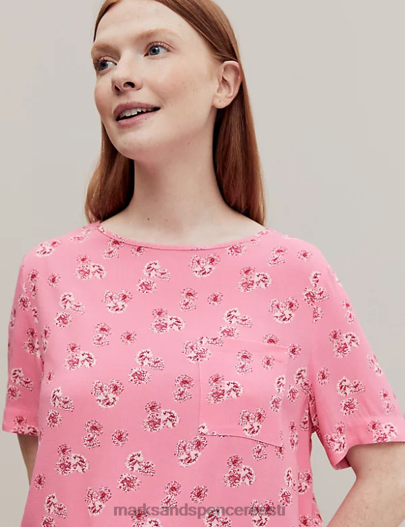 pesu ee Marks & Spencer unisex lillemustriga pidžaamatop roosa segu NZTRN3553