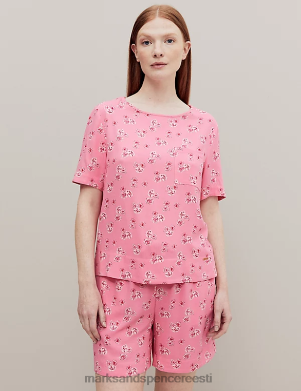 pesu ee Marks & Spencer unisex lillemustriga pidžaamatop roosa segu NZTRN3553