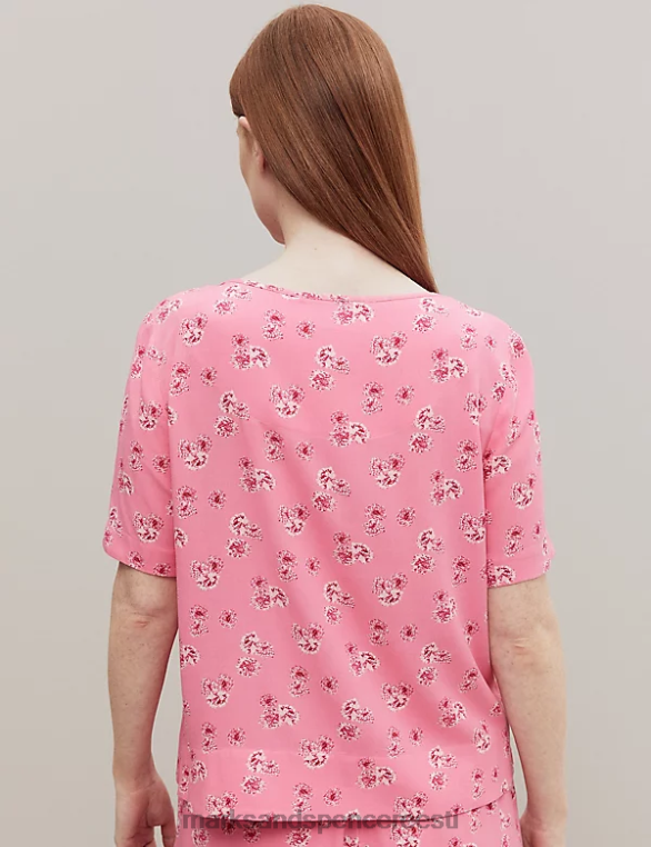 pesu ee Marks & Spencer unisex lillemustriga pidžaamatop roosa segu NZTRN3553