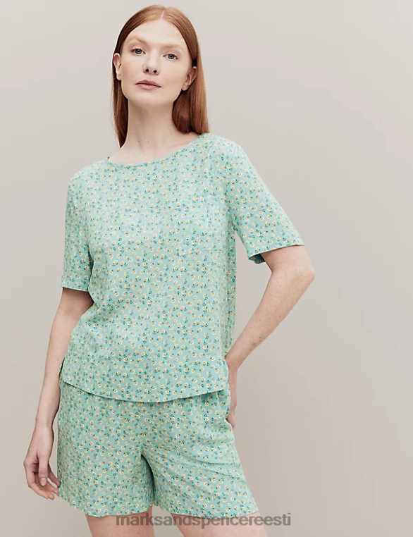 pesu ee Marks & Spencer unisex lillemustriga pidžaamatop teal segu NZTRN3504