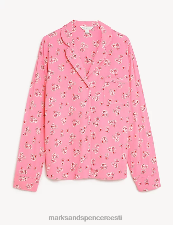 pesu ee Marks & Spencer unisex lillemustriga revere kraega pidžaamatop roosa segu NZTRN3539