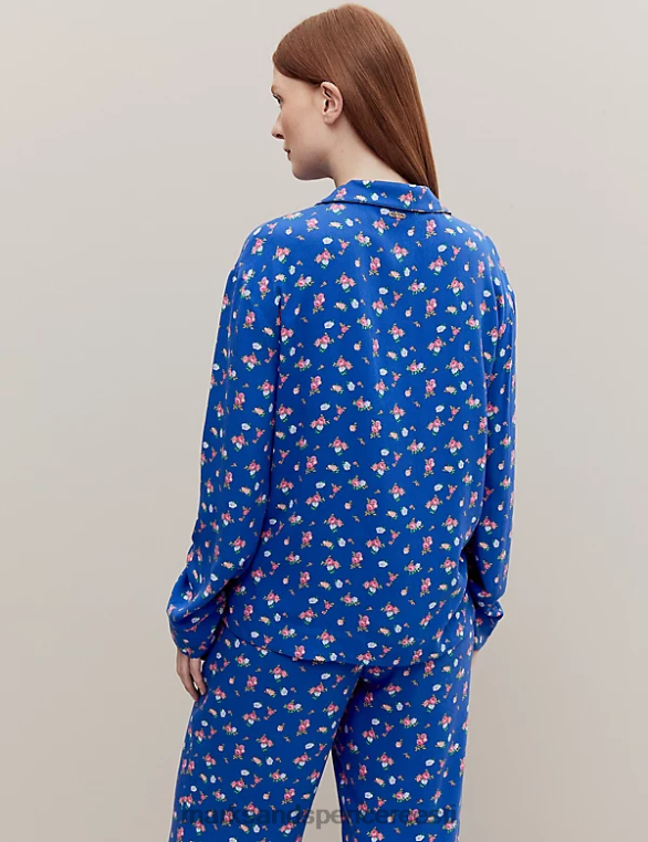 pesu ee Marks & Spencer unisex lillemustriga revere kraega pidžaamatop sinine segu NZTRN3531