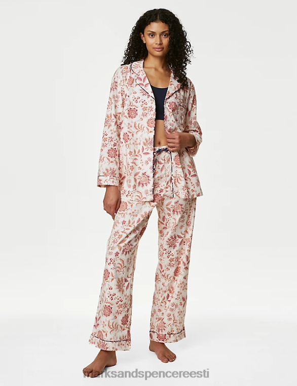 pesu ee Marks & Spencer unisex puhtast puuvillast lilleline pidžaamakomplekt vaarikas NZTRN3337
