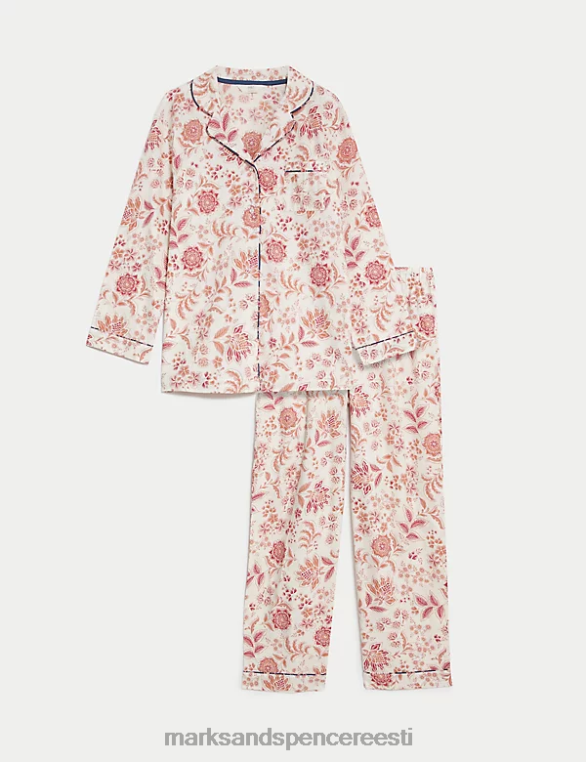 pesu ee Marks & Spencer unisex puhtast puuvillast lilleline pidžaamakomplekt vaarikas NZTRN3337