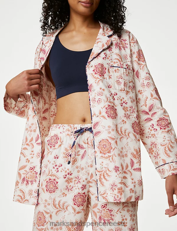 pesu ee Marks & Spencer unisex puhtast puuvillast lilleline pidžaamakomplekt vaarikas NZTRN3337