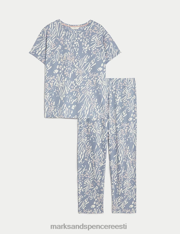 pesu ee Marks & Spencer unisex puhtast puuvillast loomamustriga pidžaamakomplekt helesinine segu NZTRN3360