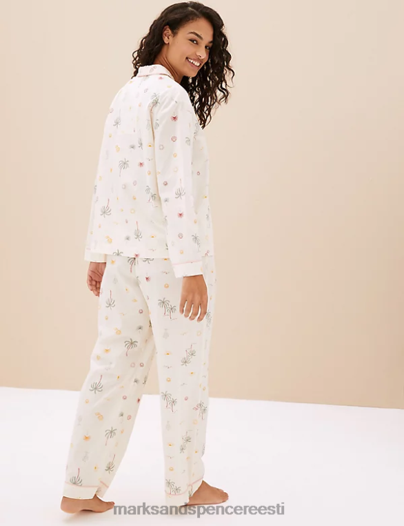 pesu ee Marks & Spencer unisex puhtast puuvillast peopesamustriga pidžaamakomplekt elevandiluu segu NZTRN3585
