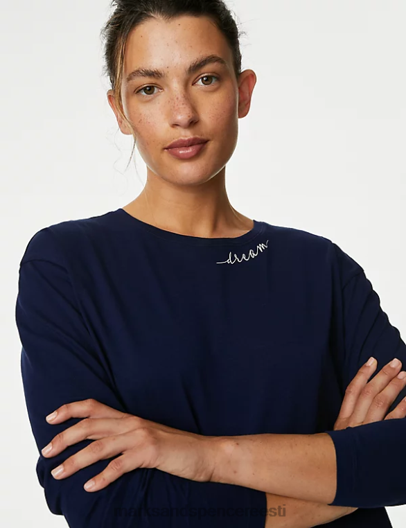 pesu ee Marks & Spencer unisex puhtast puuvillast ruuduline pidžaamakomplekt mereväe segu NZTRN3343