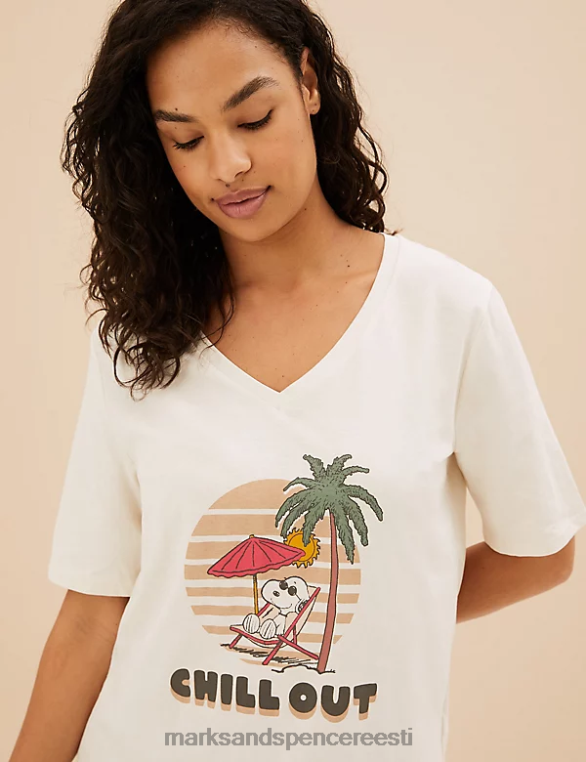 pesu ee Marks & Spencer unisex puhtast puuvillast snoopy shortside komplekt tolmune roheline NZTRN3564